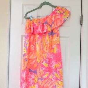NWT ONE SHOULDER LILY PULIZTER NEON DRESS